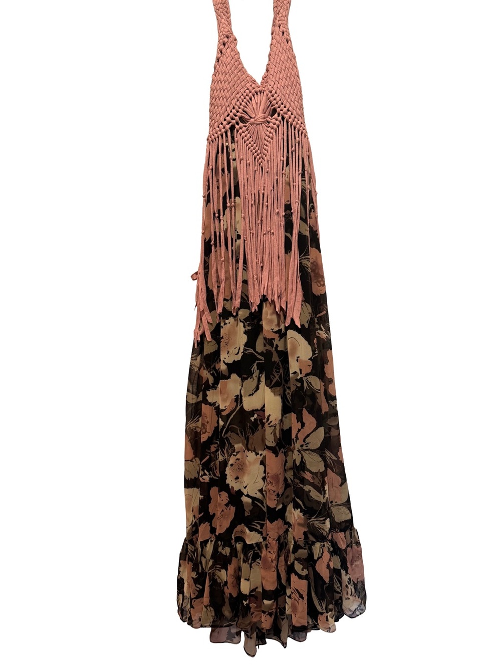 RYU Maxi Macrame Halter Dress - SZ S